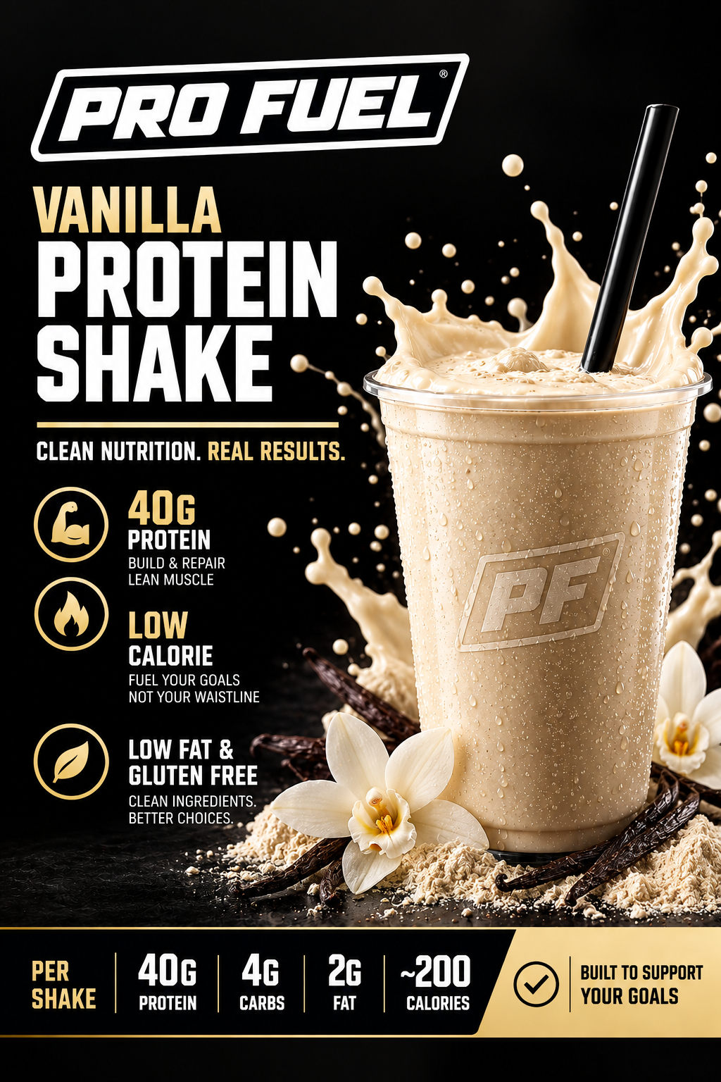 Pro Fuel vanilla protein shake, 40g protein